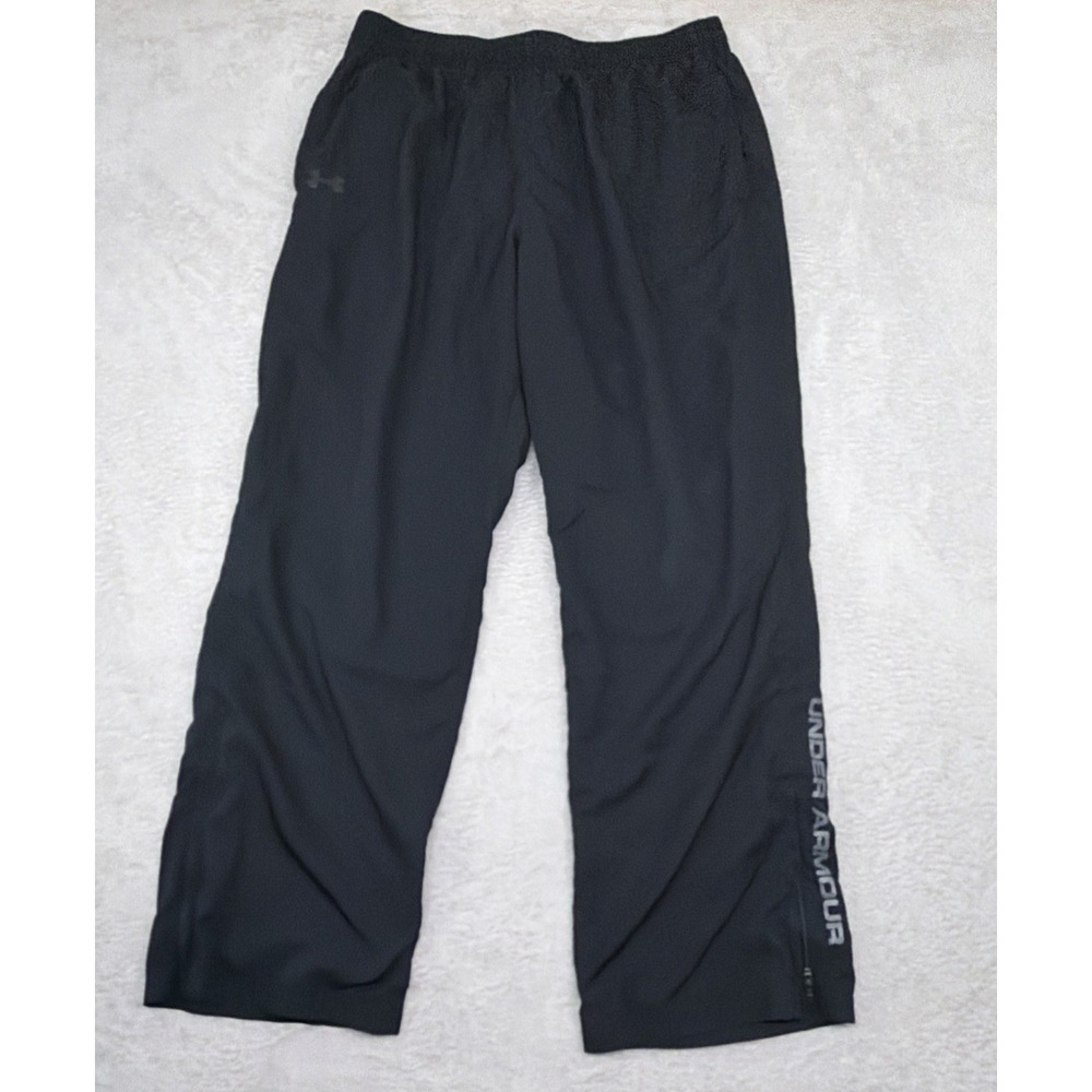Under Armour Vital Warm-Up Track Pants Mens XXL Black Loose Fit Ankle Zip Sports